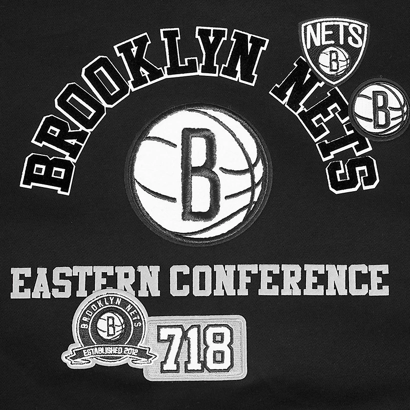 Sweat-shirt court Pro Standard pour femme, noir, Brooklyn Nets Area Code