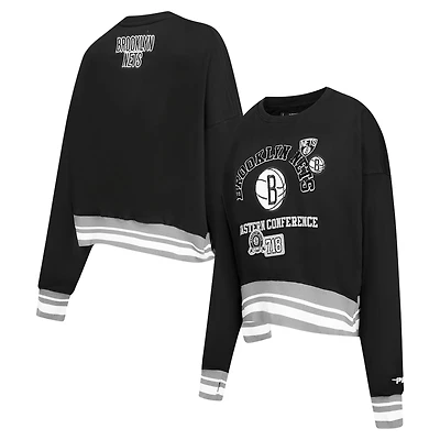 Sweat-shirt court Pro Standard pour femme, noir, Brooklyn Nets Area Code