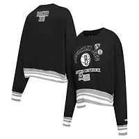 Sweat-shirt court Pro Standard pour femme, noir, Brooklyn Nets Area Code