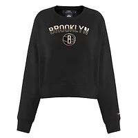 Sweat-shirt court Pro Standard noir Brooklyn Nets Glam pour femmes