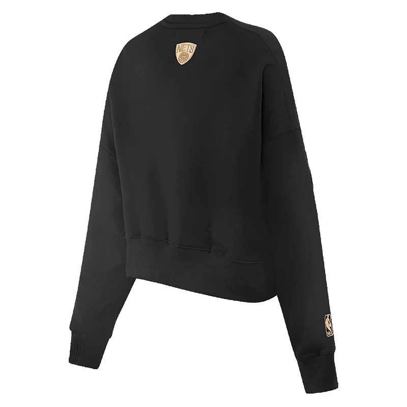 Sweat-shirt court Pro Standard noir Brooklyn Nets Glam pour femmes