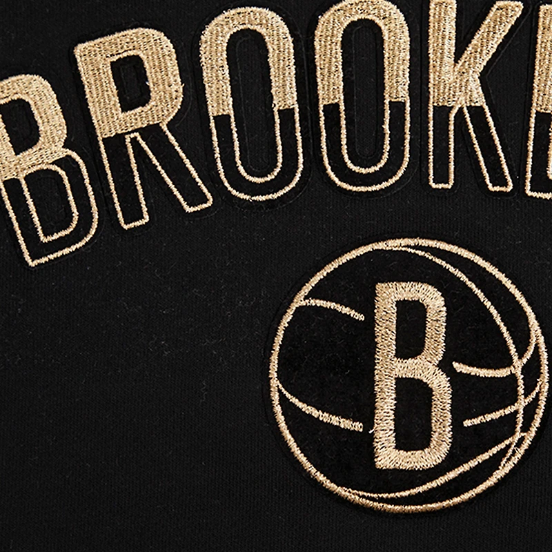 Sweat-shirt court Pro Standard noir Brooklyn Nets Glam pour femmes