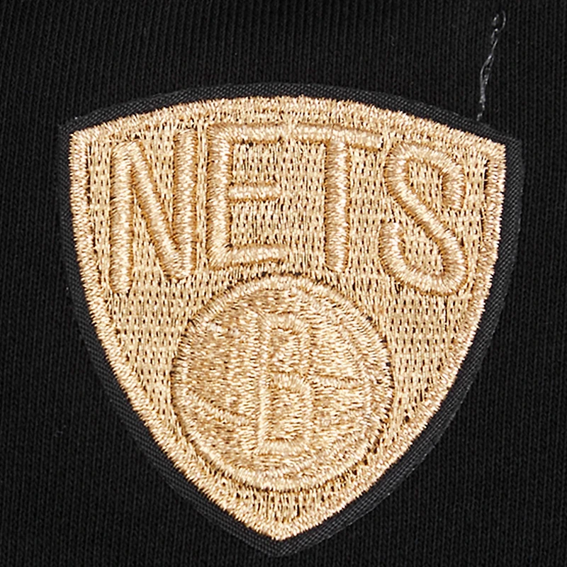 Women's Pro Standard Black Brooklyn Nets Glam Cropped Pullover Sweatshirt