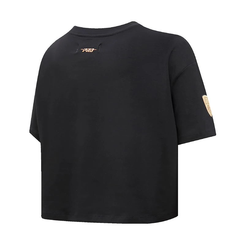 Women's Pro Standard Black Brooklyn Nets Holiday Glam Boxy T-Shirt