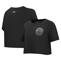 Women's Pro Standard Black Brooklyn Nets Jewels Boxy Cropped T-Shirt