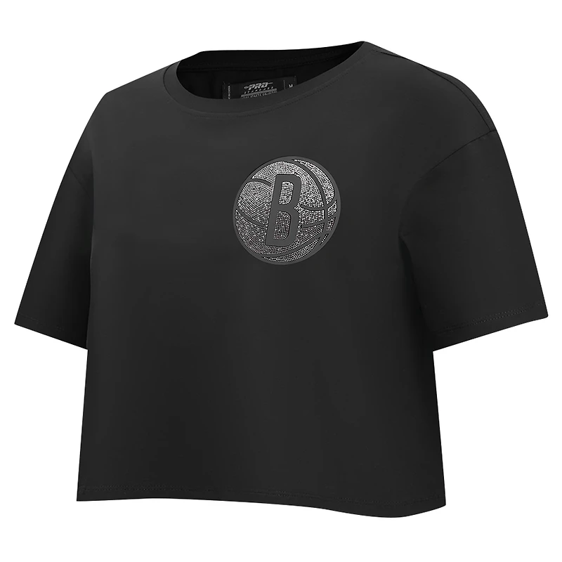 T-shirt court et boxy Pro Standard pour femme, noir, Brooklyn Nets Jewels