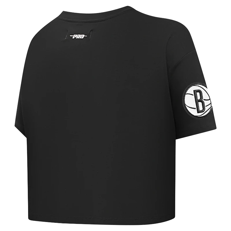 T-shirt court et boxy Pro Standard pour femme, noir, Brooklyn Nets Jewels