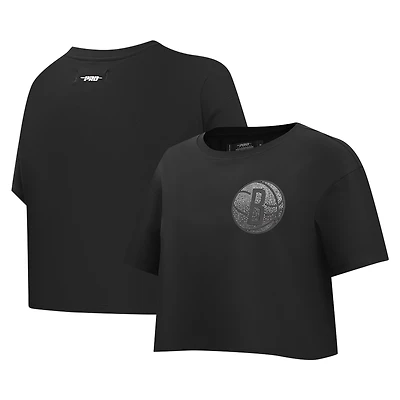 T-shirt court et boxy Pro Standard pour femme, noir, Brooklyn Nets Jewels