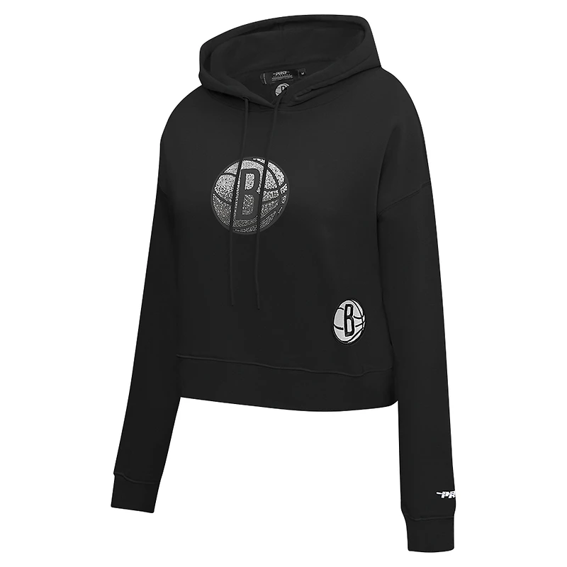 Sweat à capuche court Pro Standard pour femme Brooklyn Nets Jewels noir