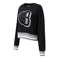 Women's Pro Standard Black Brooklyn Nets Mash Up Pullover Sweatshirt