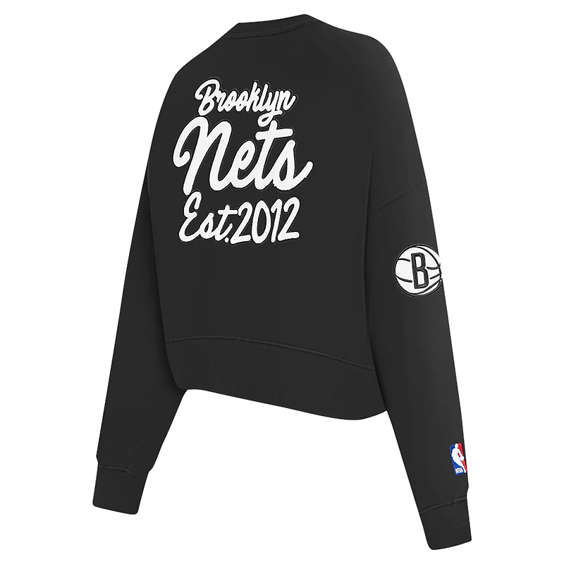 Sweat-shirt court Pro Standard pour femme, noir, Brooklyn Nets Paint The City