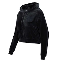 Sweat à capuche entièrement zippé en velours noir triple Pro Standard Brooklyn Nets pour femmes