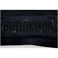 Sweat à capuche entièrement zippé en velours noir triple Pro Standard Brooklyn Nets pour femmes