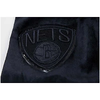 Sweat à capuche entièrement zippé en velours noir triple Pro Standard Brooklyn Nets pour femmes