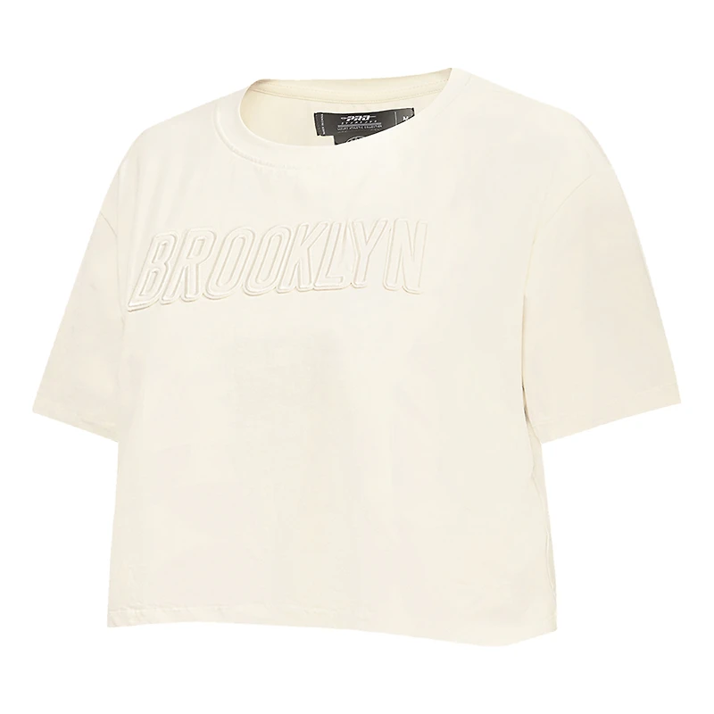 Women's Pro Standard  Cream Brooklyn Nets Neutral Boxy Crop T-Shirt