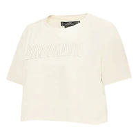 Women's Pro Standard  Cream Brooklyn Nets Neutral Boxy Crop T-Shirt