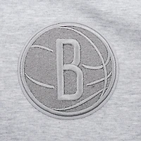 Sweat à capuche fermeture éclair triple ton sur Pro Standard pour femmes, gris chiné, Brooklyn Nets
