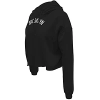 Sweat à capuche court Stadium Essentials pour femmes Brooklyn Nets Origins Script noir