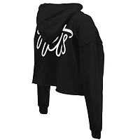 Sweat à capuche court Stadium Essentials pour femmes Brooklyn Nets Origins Script noir