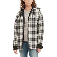 Sweat à capuche entièrement zippé en flanelle Molly Brooklyn Nets de Tommy Jeans pour femme, noir/crème