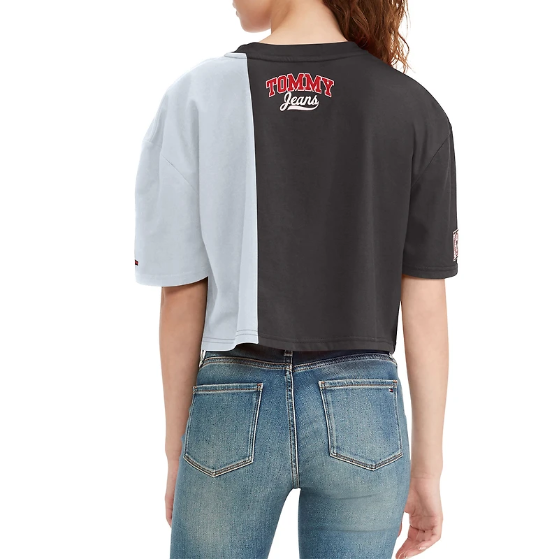 Women's Tommy Jeans Black/White Brooklyn Nets Betsy Relaxed Crop T-Shirt
