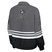 Women's WEAR by Erin Andrews Silver Brooklyn Nets Vintage Full-Zip Windbreaker