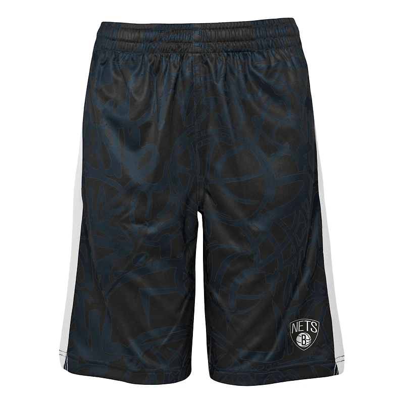 Short noir Brooklyn Nets Scribble Dribble Baller pour jeune