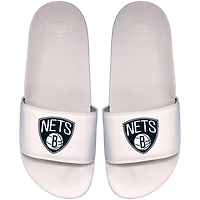 Youth ISlide White Brooklyn Nets Primary Motto Slide Sandals