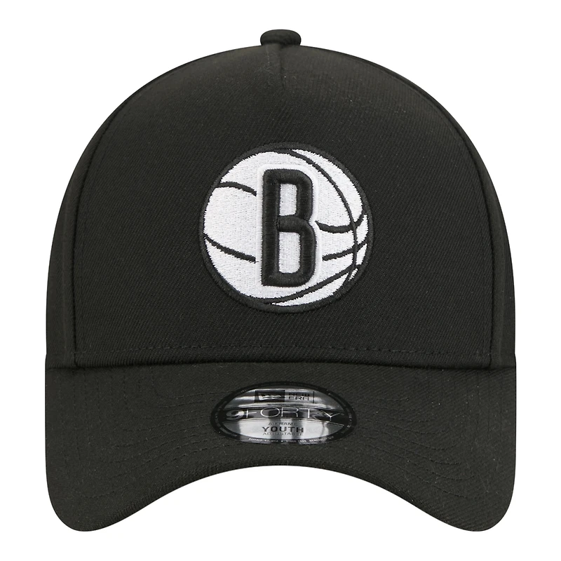 Youth New Era Black Brooklyn Nets 9FORTY A-Frame Adjustable Hat