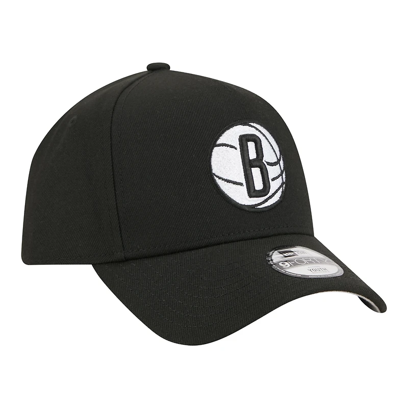 Youth New Era Black Brooklyn Nets 9FORTY A-Frame Adjustable Hat