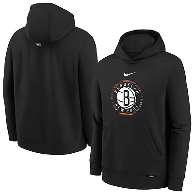 Youth Nike Black Brooklyn Nets 2025/26 City Edition Club Fleece Pullover Hoodie