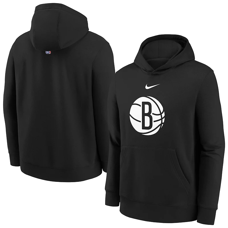 Sweat à capuche Nike noir Brooklyn Nets 2025/26 Club Fleece pour jeune
