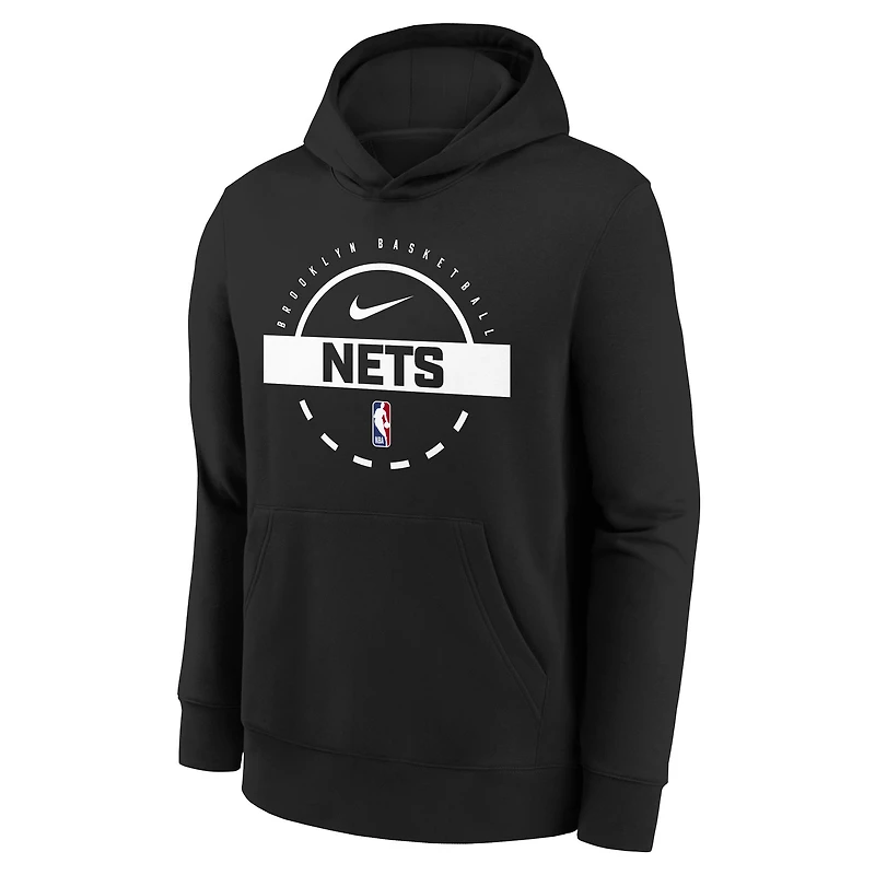 Youth Nike Black Brooklyn Nets 2025/26 Club Fleece Practice Hoodie