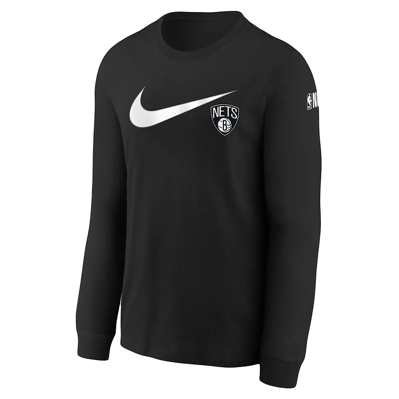 Youth Nike Black Brooklyn Nets Swoosh Long Sleeve T-Shirt