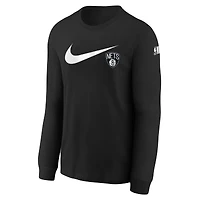 Youth Nike Black Brooklyn Nets Swoosh Long Sleeve T-Shirt