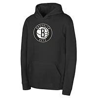 Sweat à capuche polaire noir avec logo Brooklyn Nets pour jeunes Outerstuff