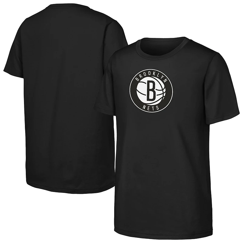 T-shirt noir avec logo principal des Brooklyn Nets pour jeunes Outerstuff