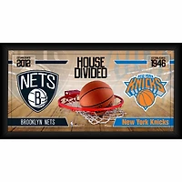 Collage encadré 10" x 20" des Brooklyn Nets contre les New York Knicks, maison divisée