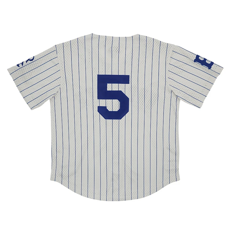 Maillot Homme Rings & Crwns #5 Cream Brooklyn Royal Giants Mesh Button-Down Replica Jersey