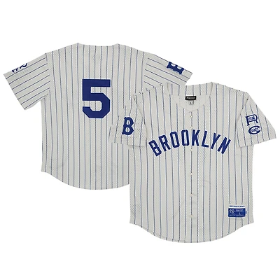 Maillot Homme Rings & Crwns #5 Cream Brooklyn Royal Giants Mesh Button-Down Replica Jersey