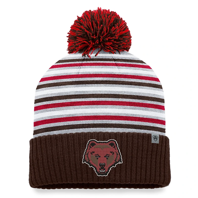 Men's Top of the World Brown Brown Bears Dash Cuffed Knit Hat with Pom