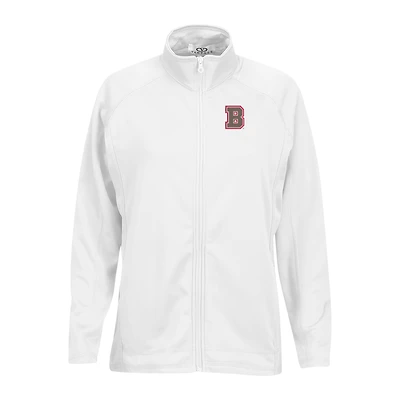 Veste zippée en micropolaire brossée à dos blanc pour femme