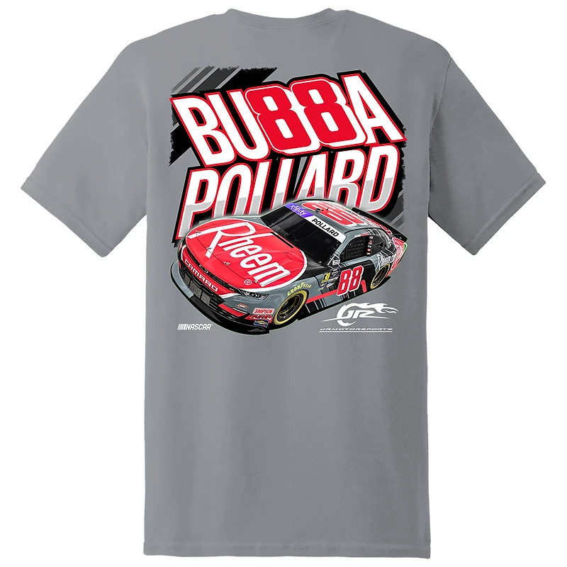 Men's JR Motorsports Official Team Apparel Gray Bubba Pollard Rheem Car T-Shirt