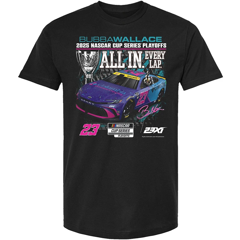 Men's 23XI Racing Black Bubba Wallace 2025 NASCAR Cup Series Playoffs Columbia T-Shirt