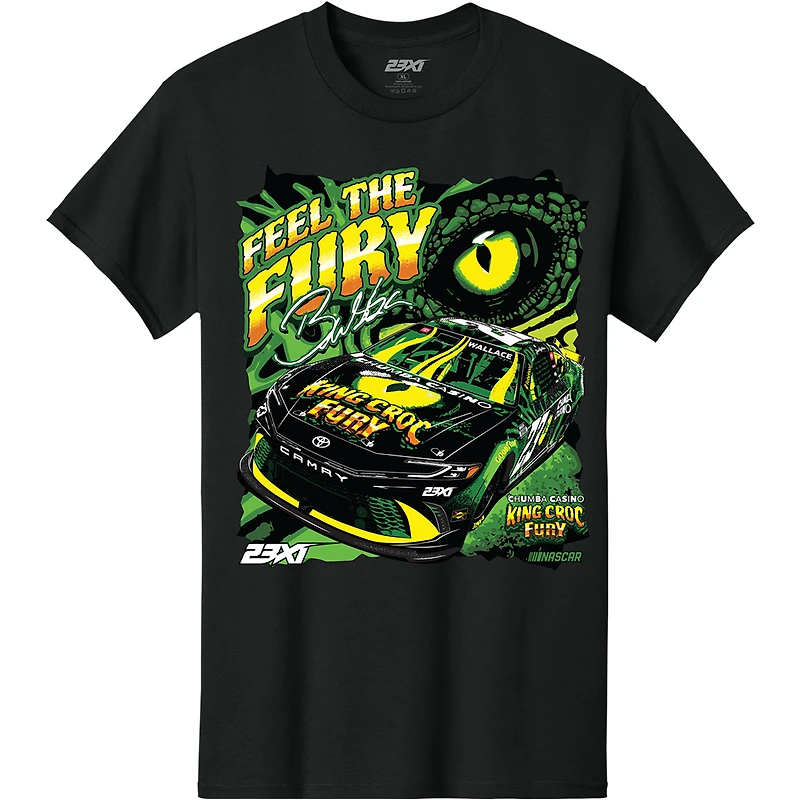 Men's 23XI Racing Black Bubba Wallace Chumba Casino King Croc Fury Car T-Shirt