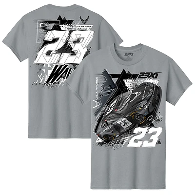 T-shirt gris 23XI Racing pour homme, motif Bubba Wallace, voiture de l'US Air Force