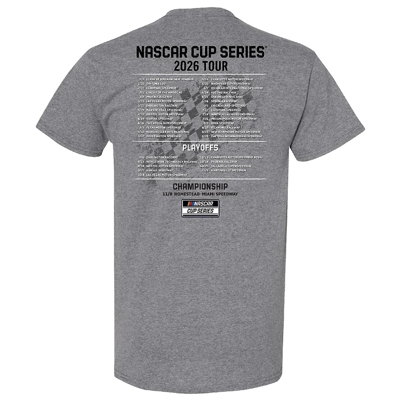 Men's 23XI Racing Heather Charcoal Bubba Wallace 2026 NASCAR Schedule T-Shirt