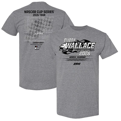 Men's 23XI Racing Heather Charcoal Bubba Wallace 2026 NASCAR Schedule T-Shirt