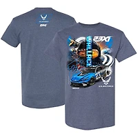 T-shirt pour hommes 23XI Racing Heather Navy Bubba Wallace U.S. Air Force Car