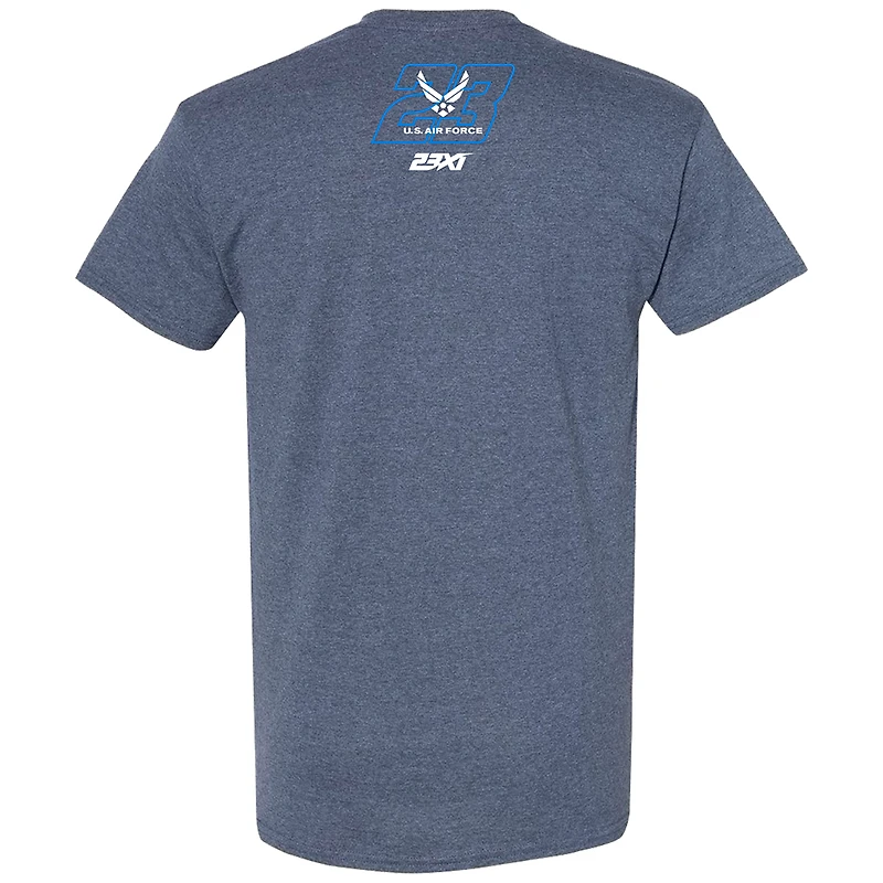 T-shirt pour hommes 23XI Racing Heather Navy Bubba Wallace U.S. Air Force Car